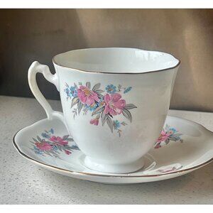 Adderley Bone China Floral Teacup & Saucer Set Made In England